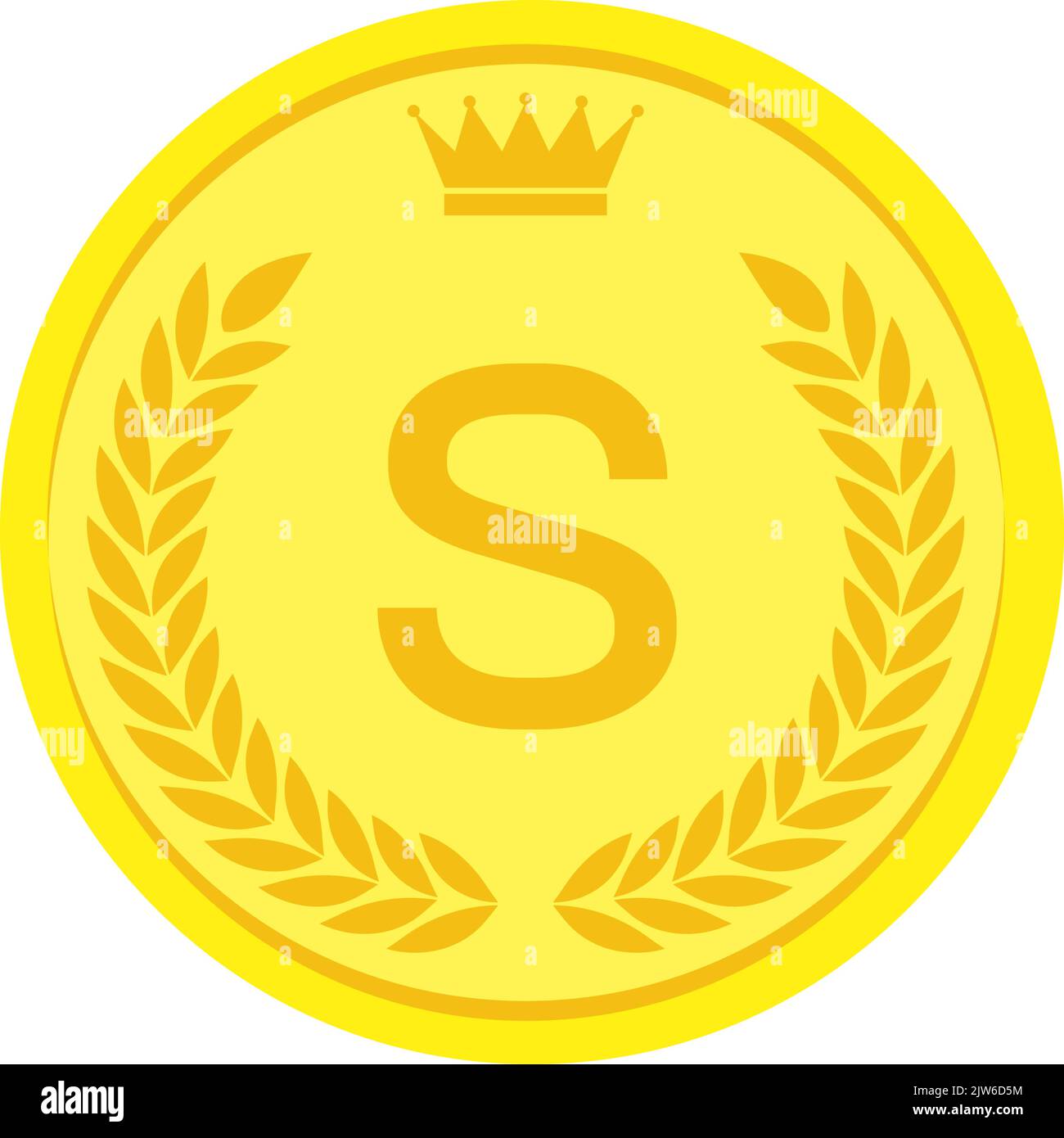 Laurel wreath and crown alphabet coins, S Stock Vector