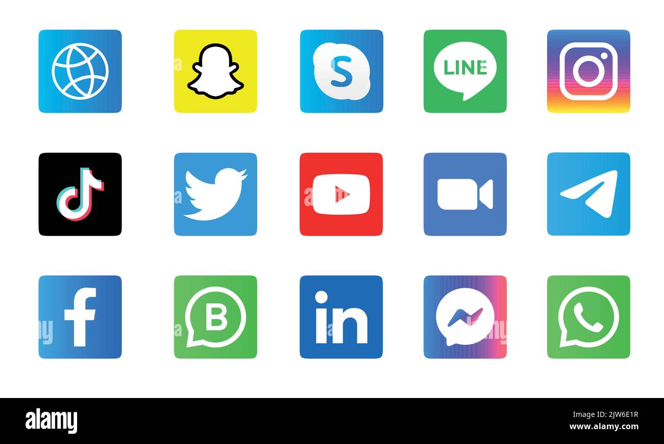 Social Media Icons - Colourful Vector Illustrator. Stock Vector