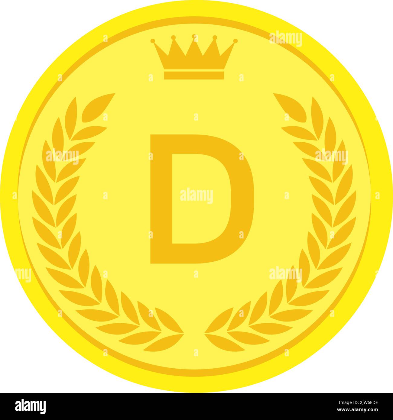 Laurel wreath and crown alphabet coins, D Stock Vector