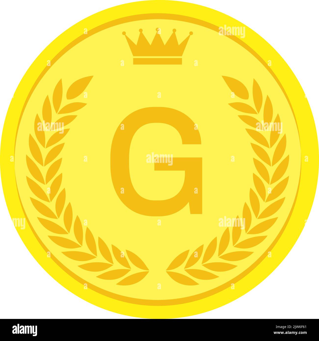 Laurel wreath and crown alphabet coins, G Stock Vector
