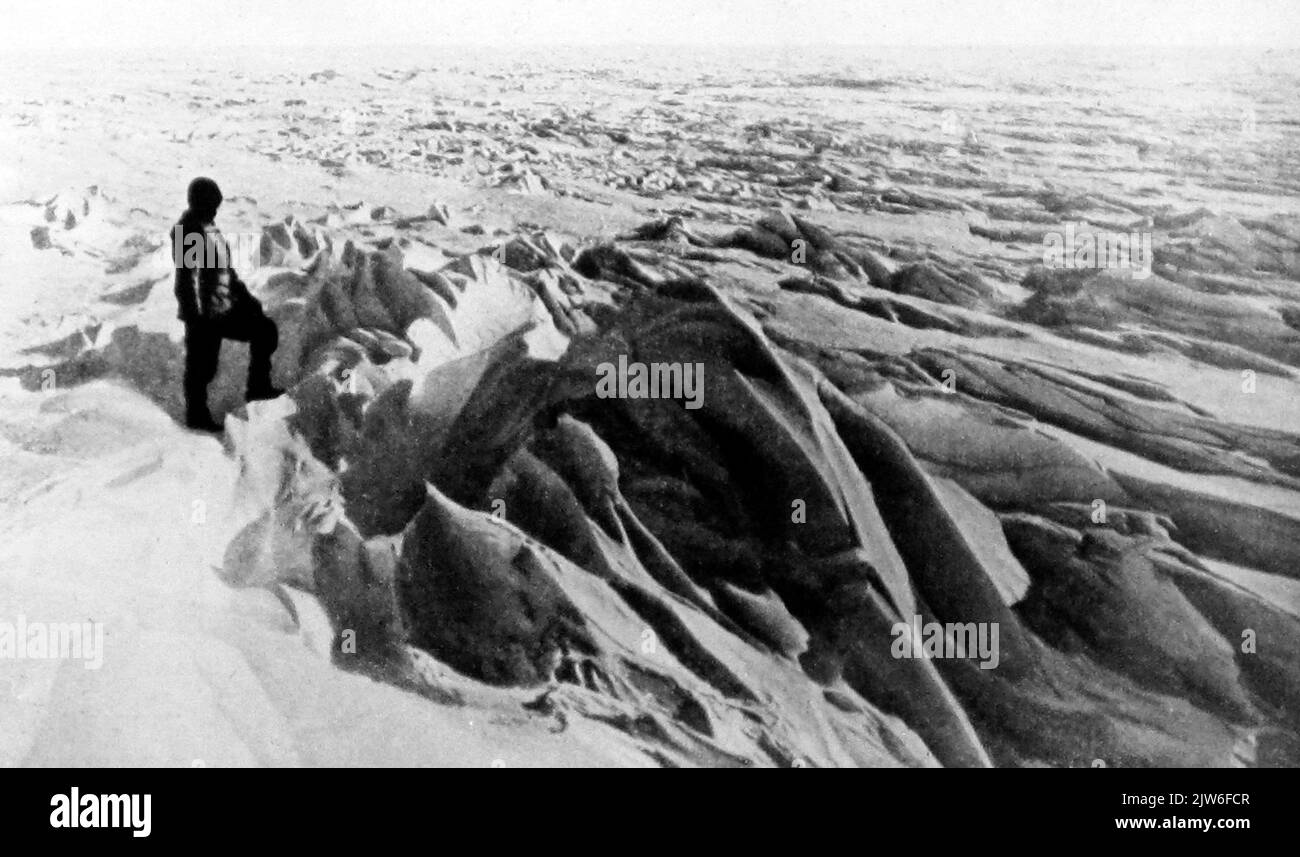 Rough sledging terrain for Bage's Party, Australasian Antarctic Expedition 1911 - 1914 Stock Photo
