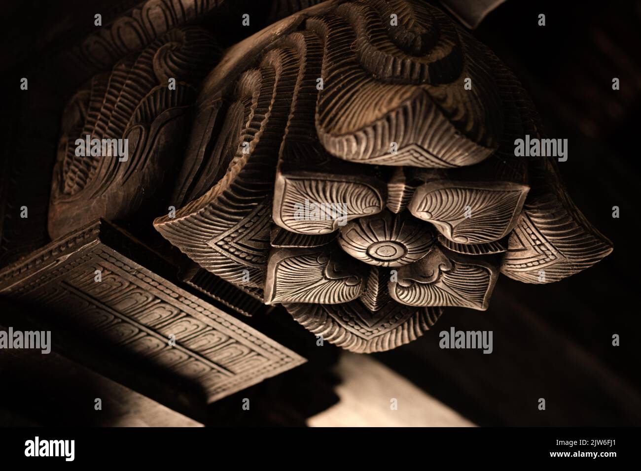 Traditional wood carvings of Embekka Devalaya , Embekka Devalaya was