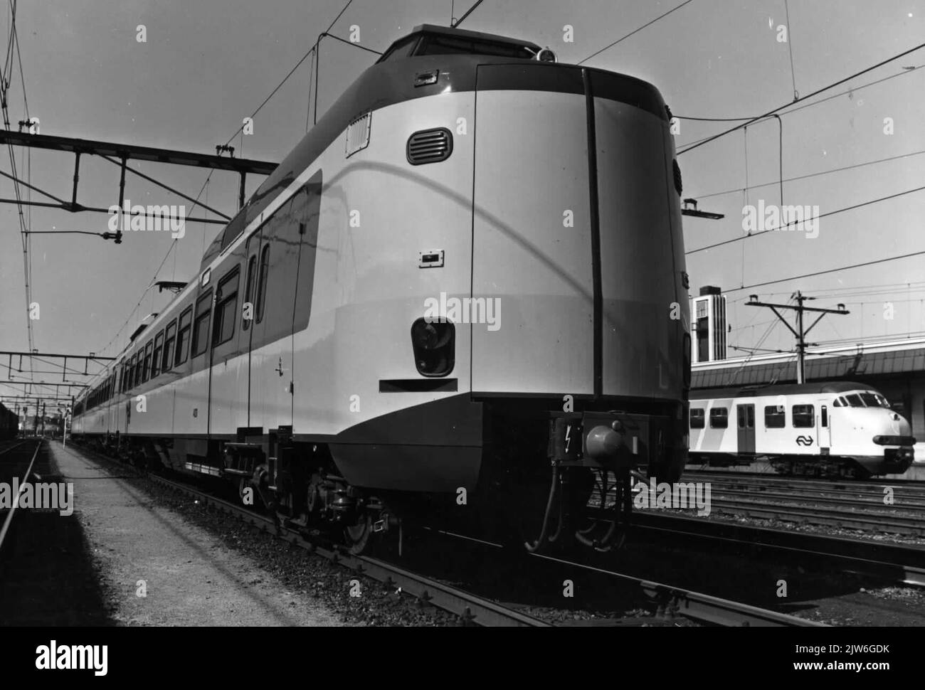 Image of the Electric train set no. 4001 (Plan Z, ICM-0) of the N.S. On the yard in Venlo. Stock Photo