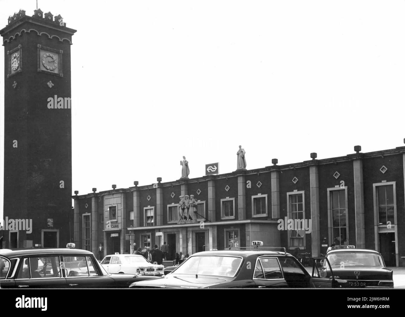 View from the taxi stand on access to the N.S. station Nijmegen in Nijmegen. Stock Photo