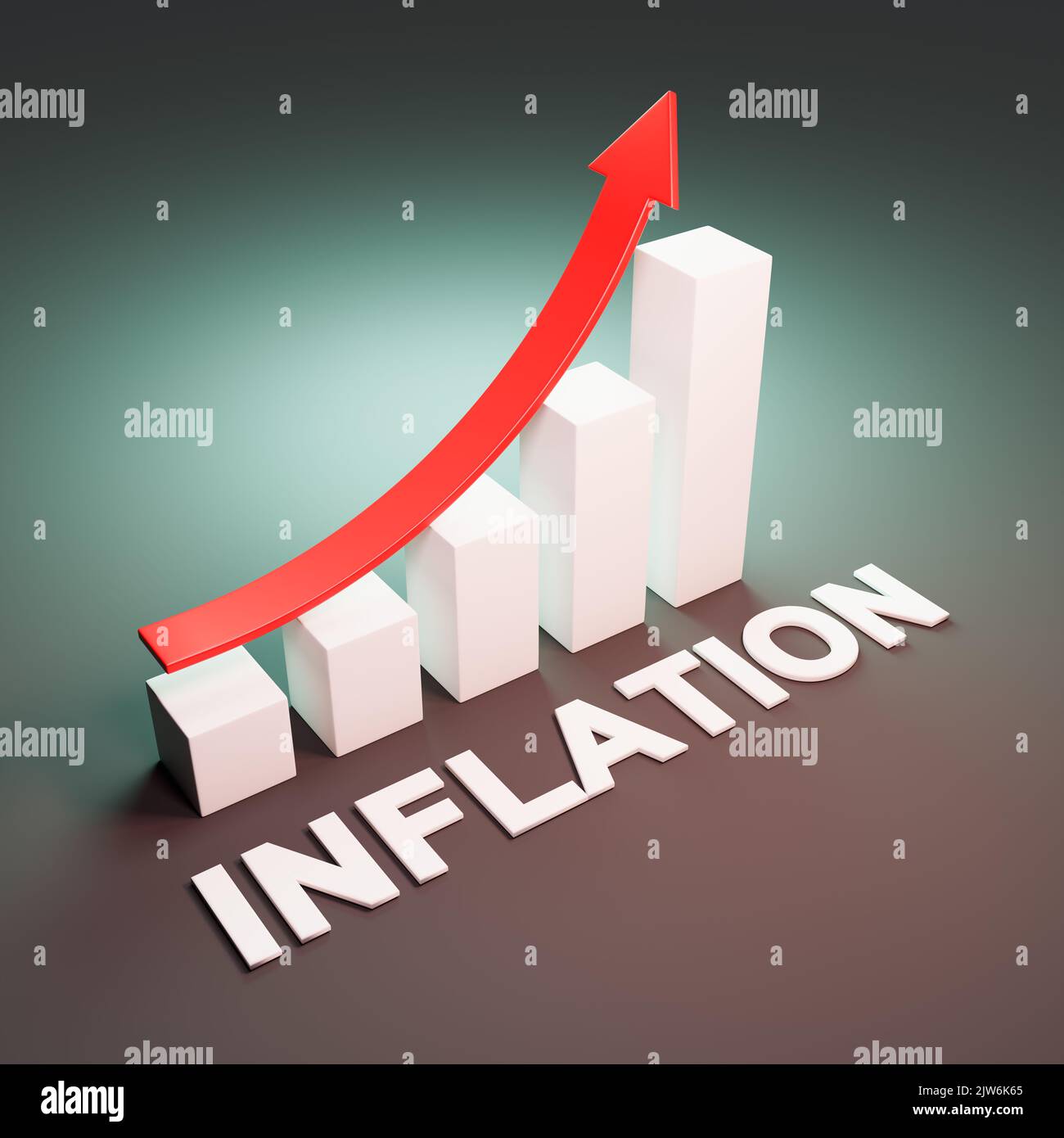 Inflation Rising Bar Chart on Dark Background Stock Photo