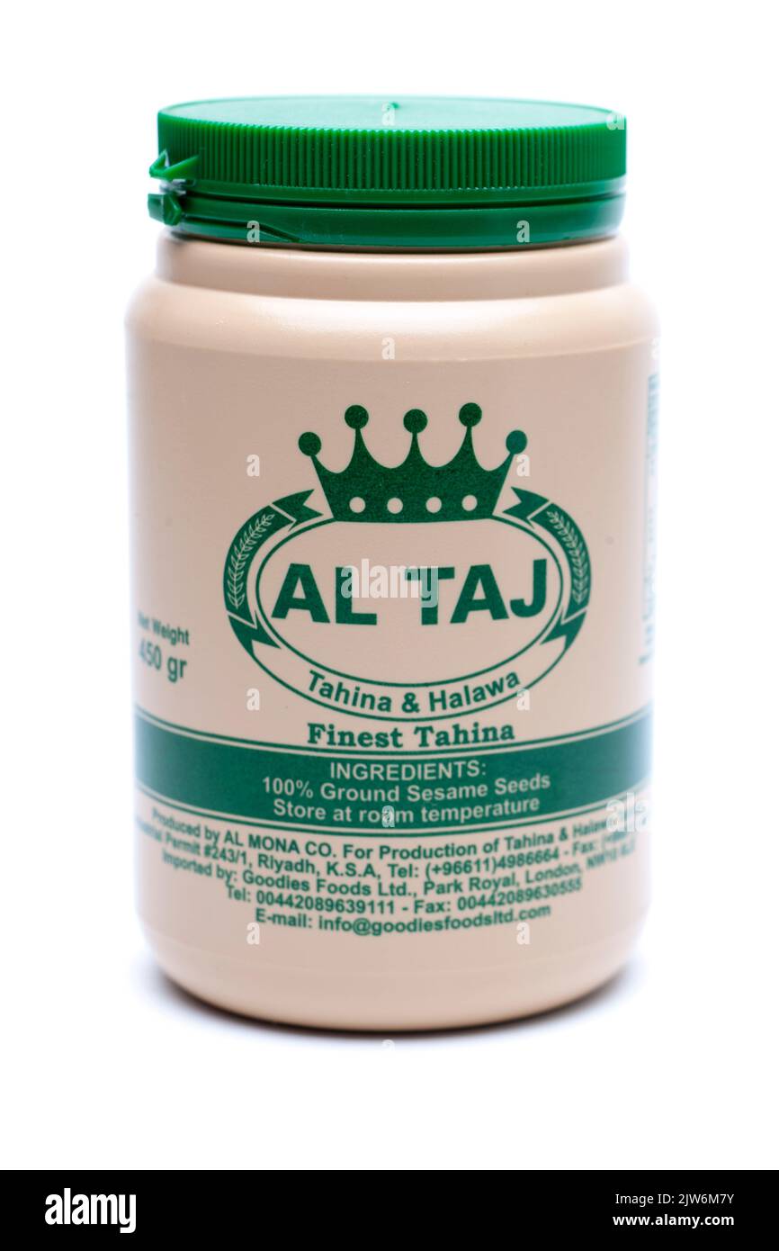 450gram container of Al Taj Finest Tahina Stock Photo