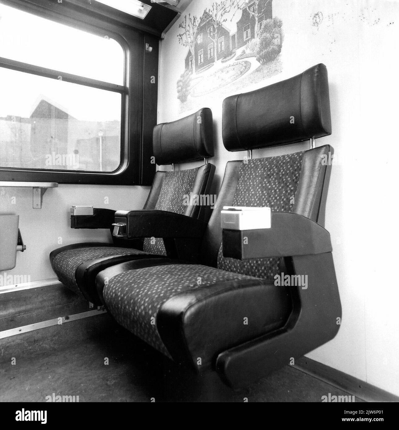 Interior of an electric train set plan Z (ICM) of the N.S. Seats in the 1st class Stock Photo