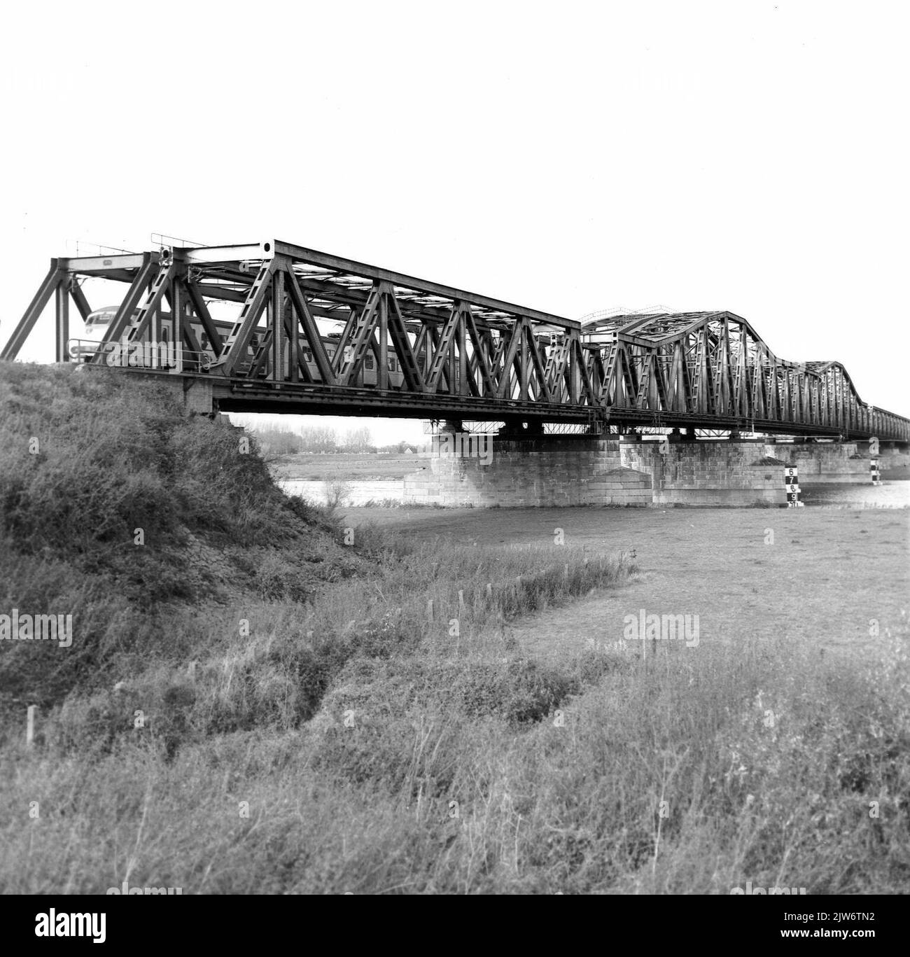View of the Spoordbrug over the Maas near Hedel. Stock Photo