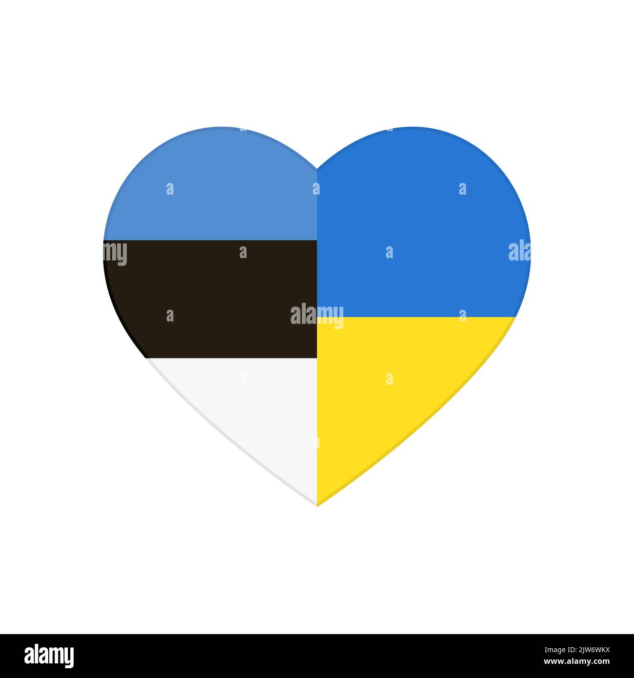 Heart puzzle pieces with national flags of Estonia and Ukraine. Connected parts of jigsaw in love, peace and support symbol, cooperation, partnership and friendship between Kyiv and Tallinn Stock Vector