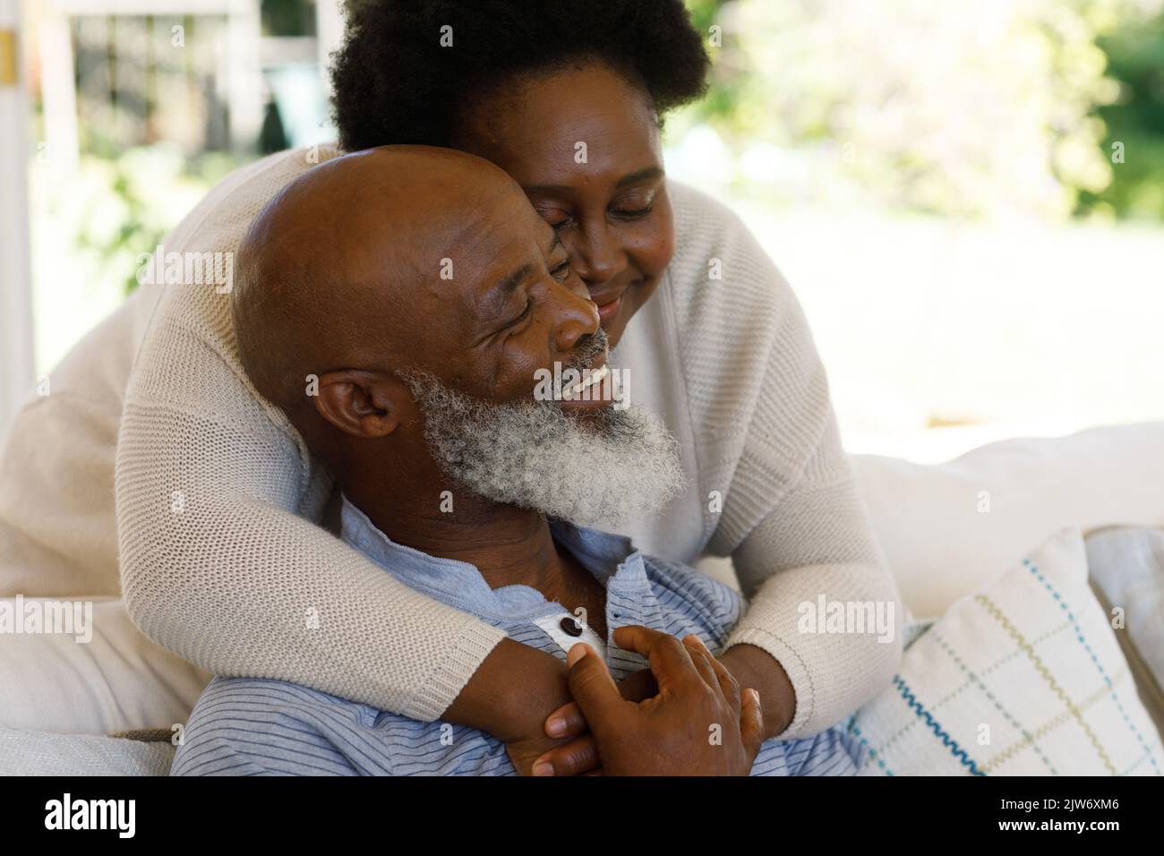 Senior african american couple spending time at home together Stock ...