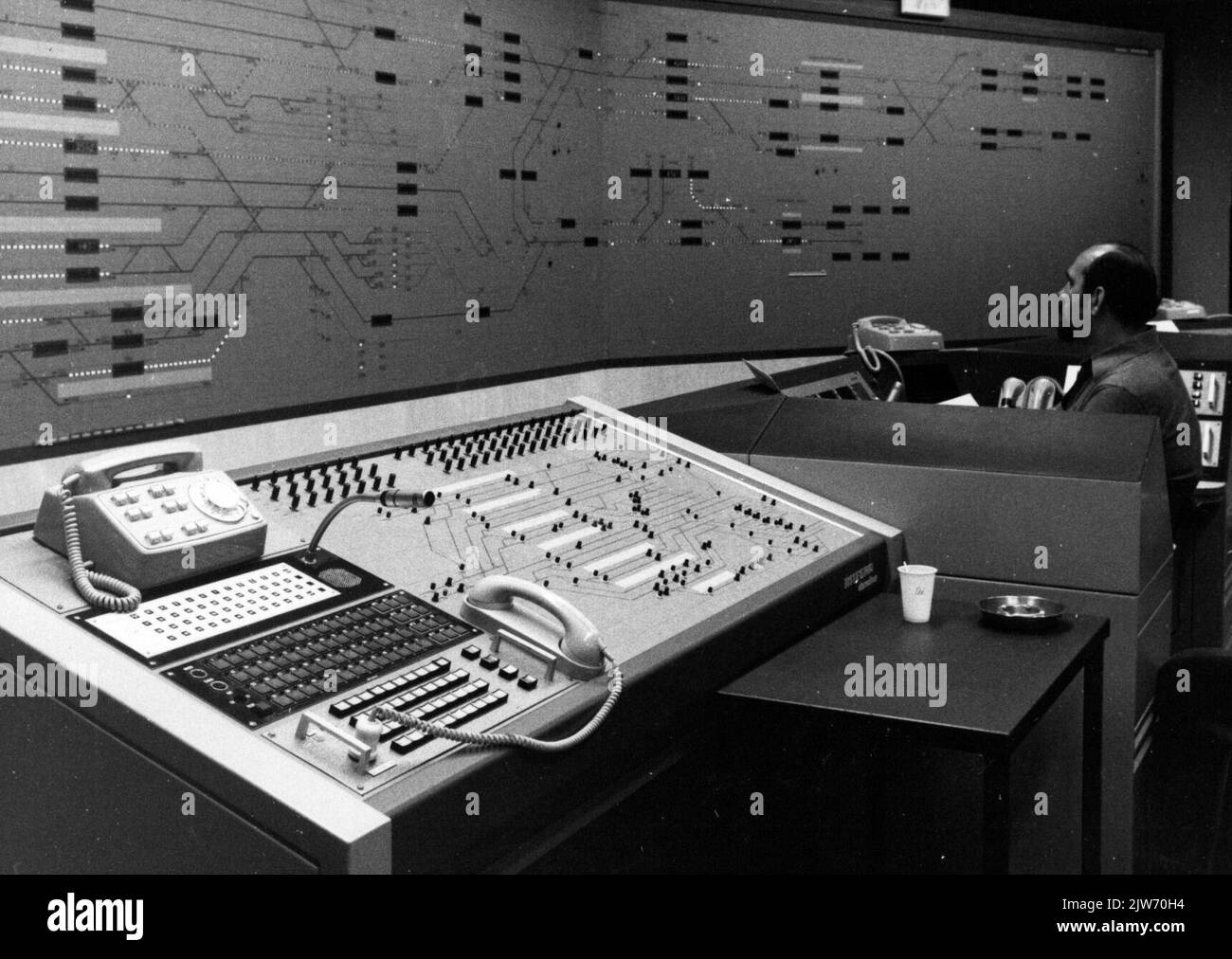 Interior of the Central Traffic Control Post (CVL post) of the N.S. in ...