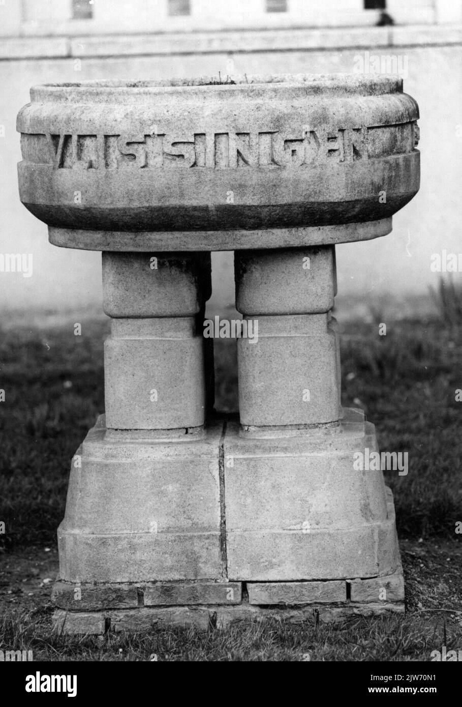 Image of a stone planter at the N.S. station Vlissingen in Vlissingen. Stock Photo