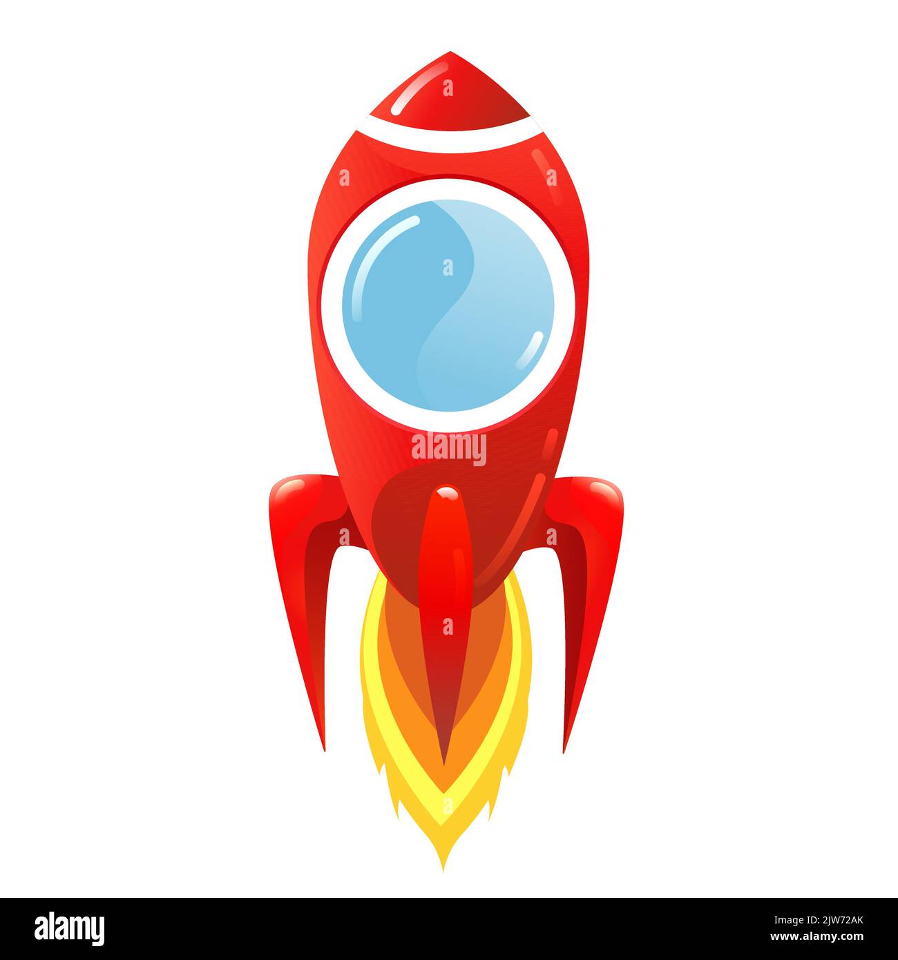 Red rocket vector illustration isolated on white background. Suitable ...