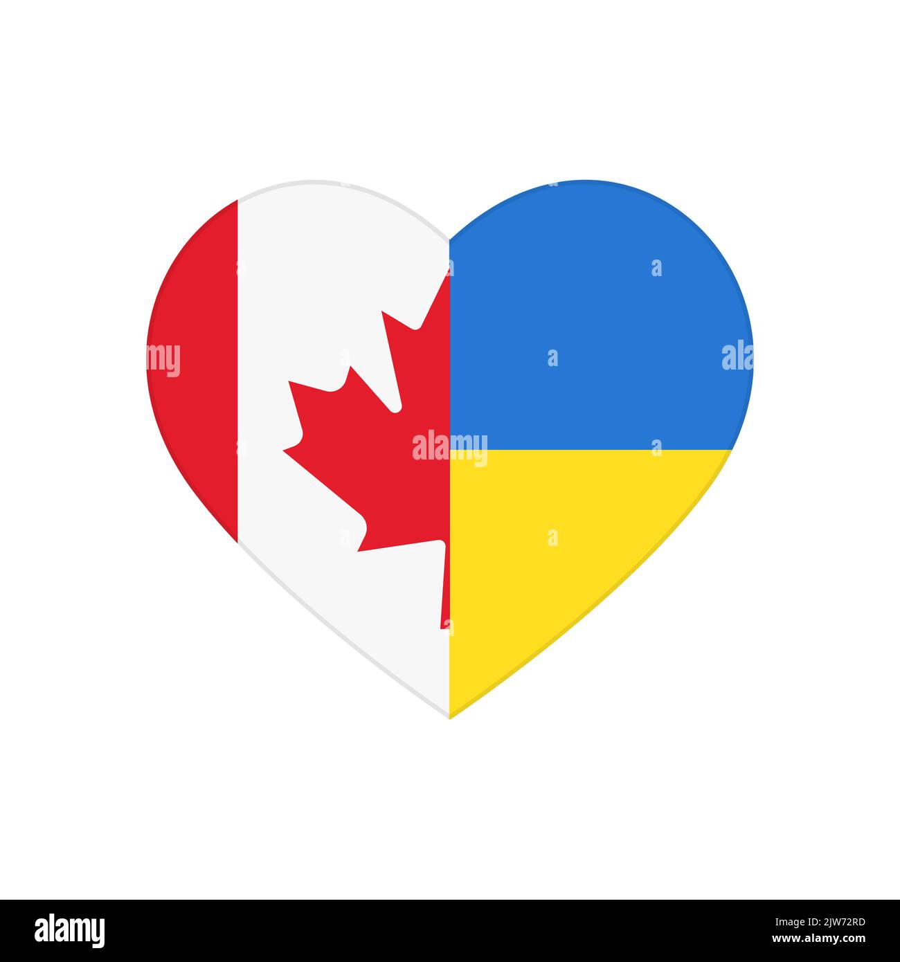 Heart puzzle pieces of Canada and Ukraine flags. Partnership, friendship and support of Canadian people and government for Ukrainian citizens and army, symbol of love and peace between nations Stock Vector