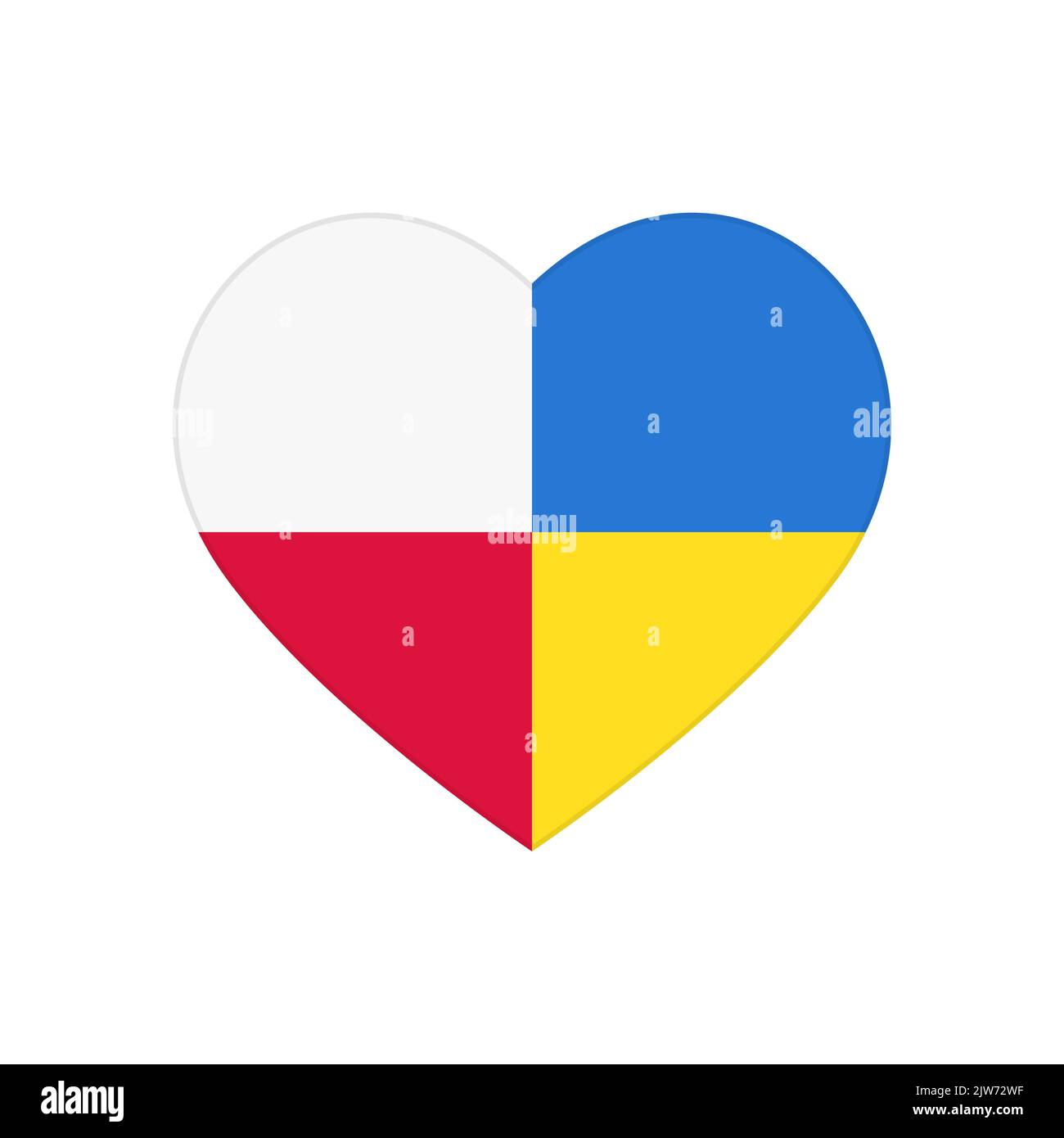 Heart puzzle pieces of Poland and Ukraine flags. Partnership, friendship and support of Polish people and government for Ukrainian citizens and army, symbol of love and peace between nations Stock Vector