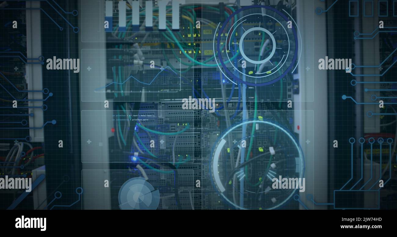 Technical Processing Room Image of data processing over server room Stock Photo - Alamy