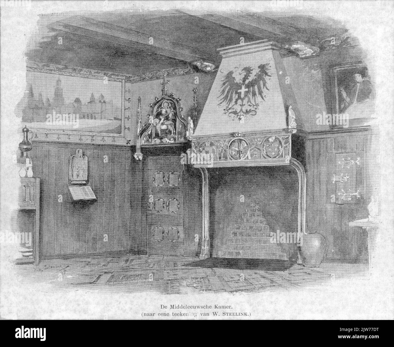 The medieval room. / (after a drawing by W. Steelink Stock Photo Alamy