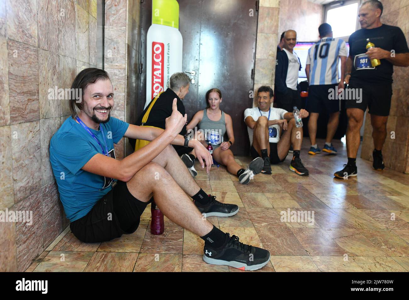 People runs during an 512 stairs race in Zagreb, Croatia on September 3