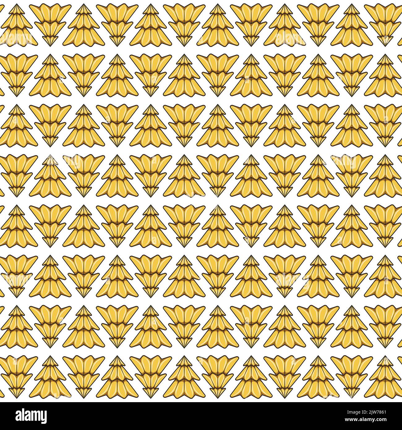 Abstract seamless pattern with gold Christmas trees. Vector colored background. Stock Vector