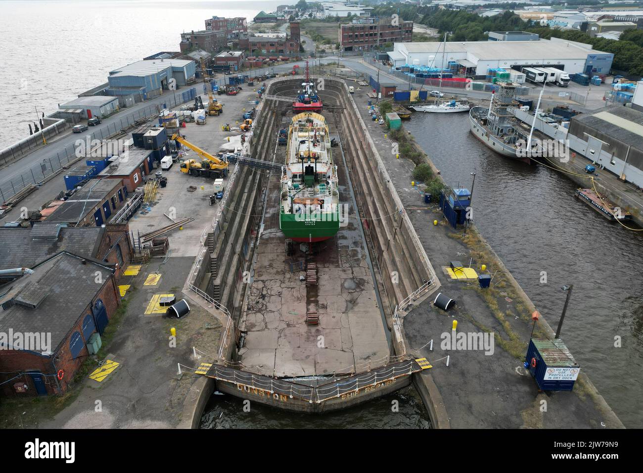 aerial view of Albert Dock old fishing port Kingston upon Hull Stock