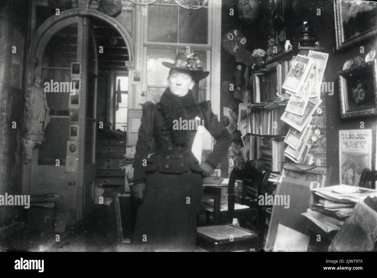 Image of (presumably) ant. Haas in the shop of the Streensprintkerij Joh.a. Moesman (Neude 7) in Utrecht.n.b. Ant. Haas rented room to students in the house Kromme Nieuwegracht 12. Stock Photo