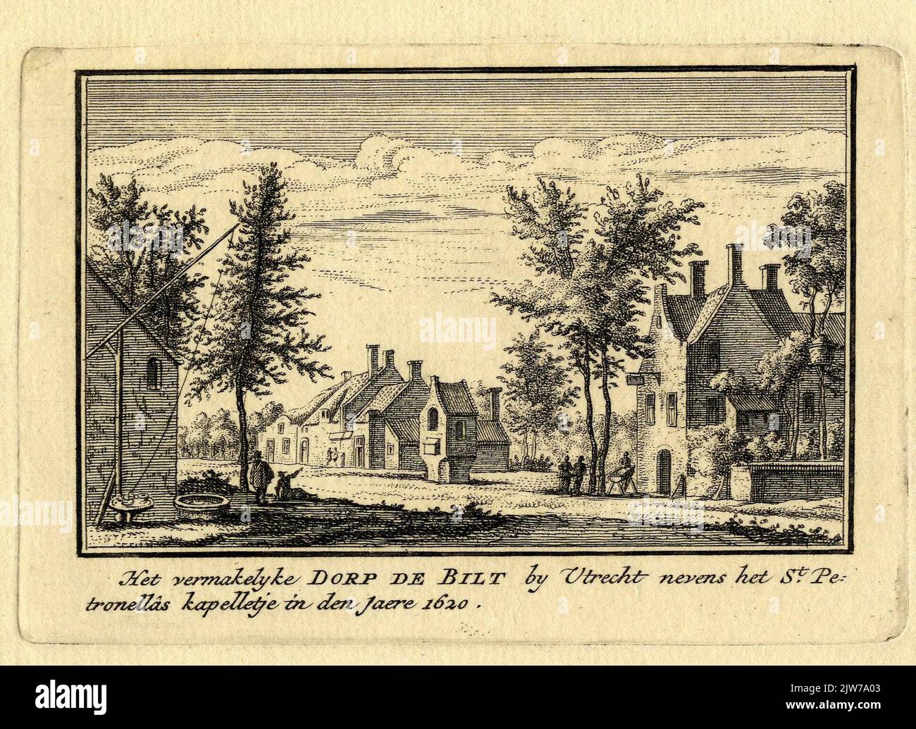 The entertaining village De Bilt by Utrecht Near the St. PE = / Tronellâs chapel in the Jaere 1620. Stock Photo