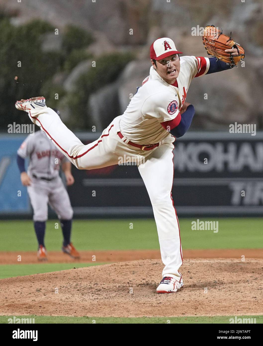 Shohei Ohtani of the Los Angeles Angels pitches against the Houston ...