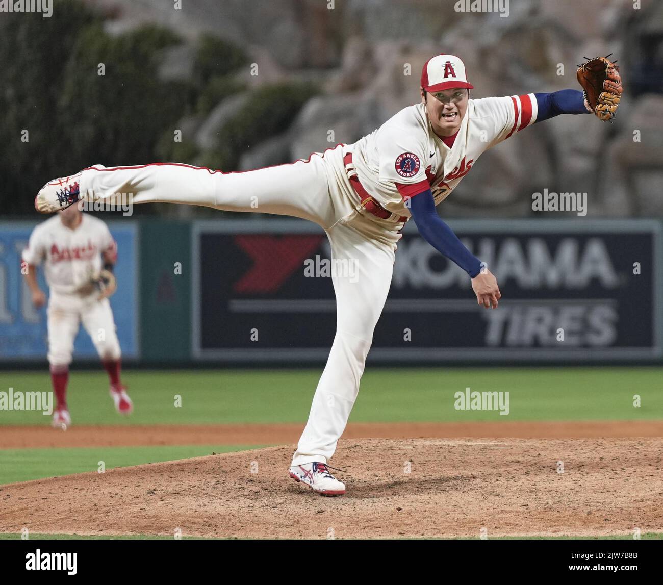 Shohei Ohtani of the Los Angeles Angels pitches against the Houston ...