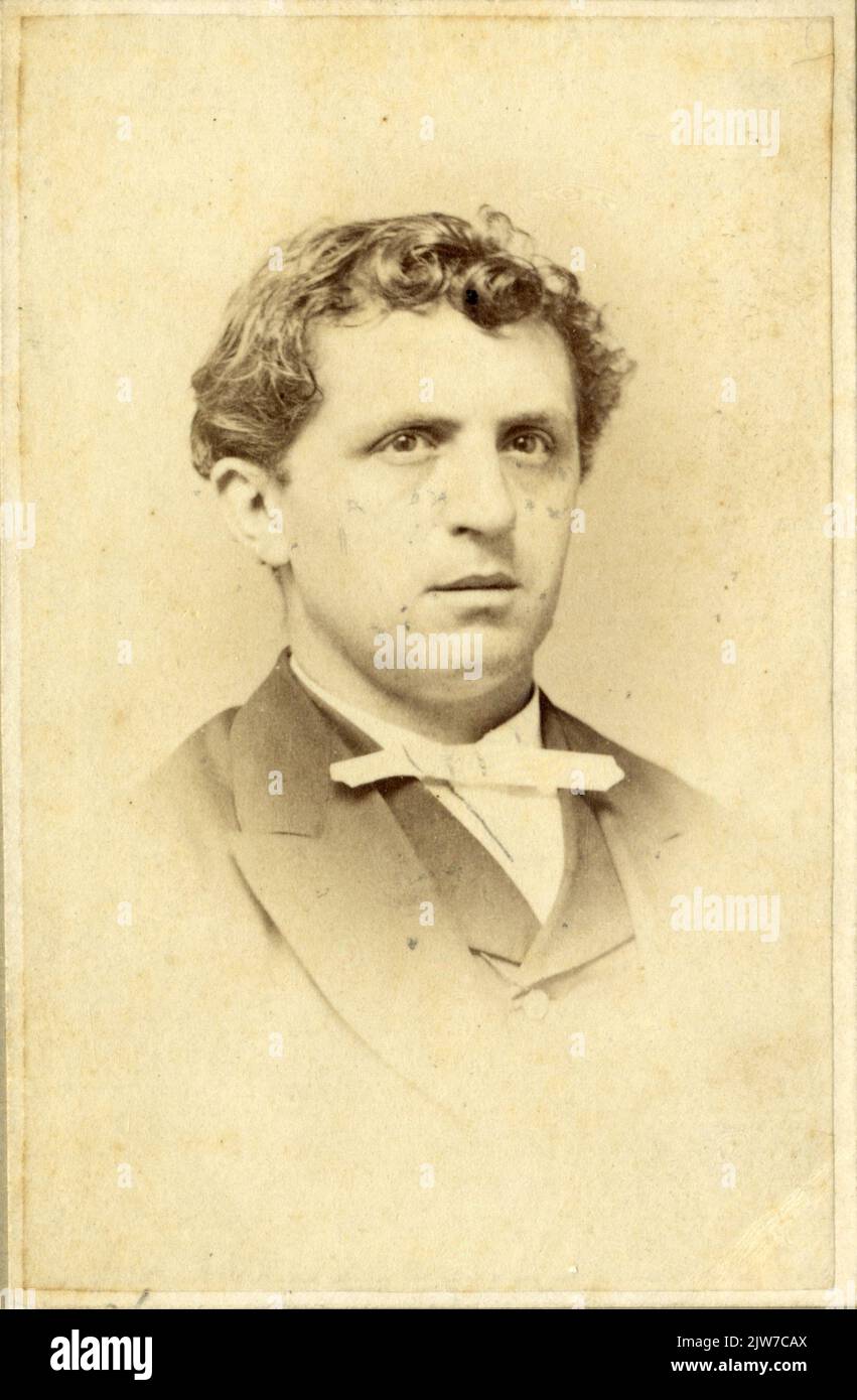 Portrait of A. KUYPER, born 1837, reformed pastor in Utrecht (1867-1870), died 1920. Borst statue on the right. Stock Photo