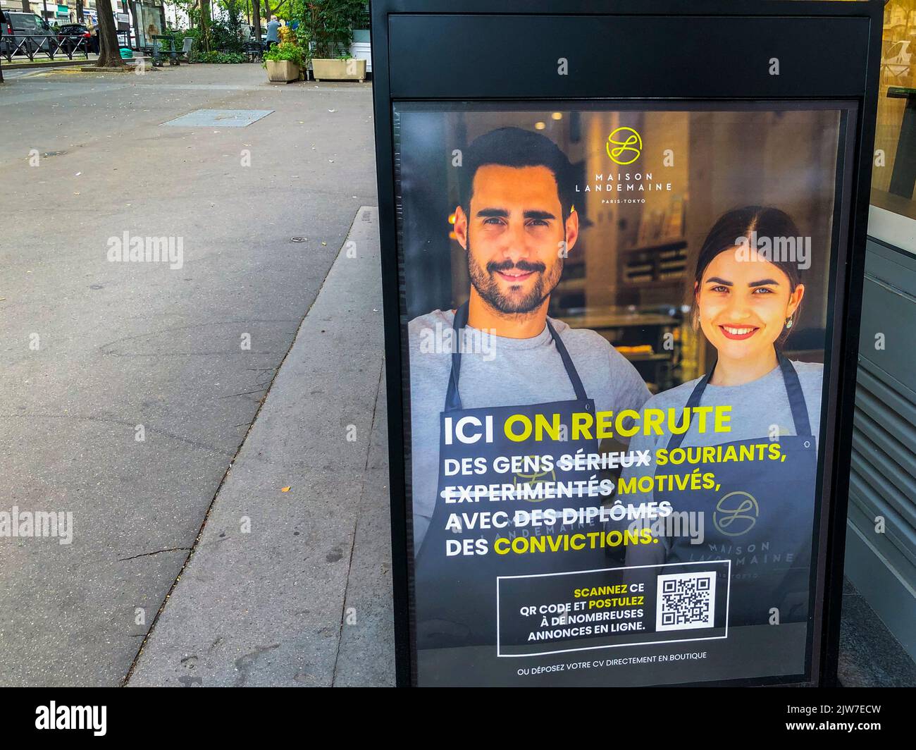Paris, France, Detail, French Bakery Store, SIgn Outside, Help Wanted, Work Available