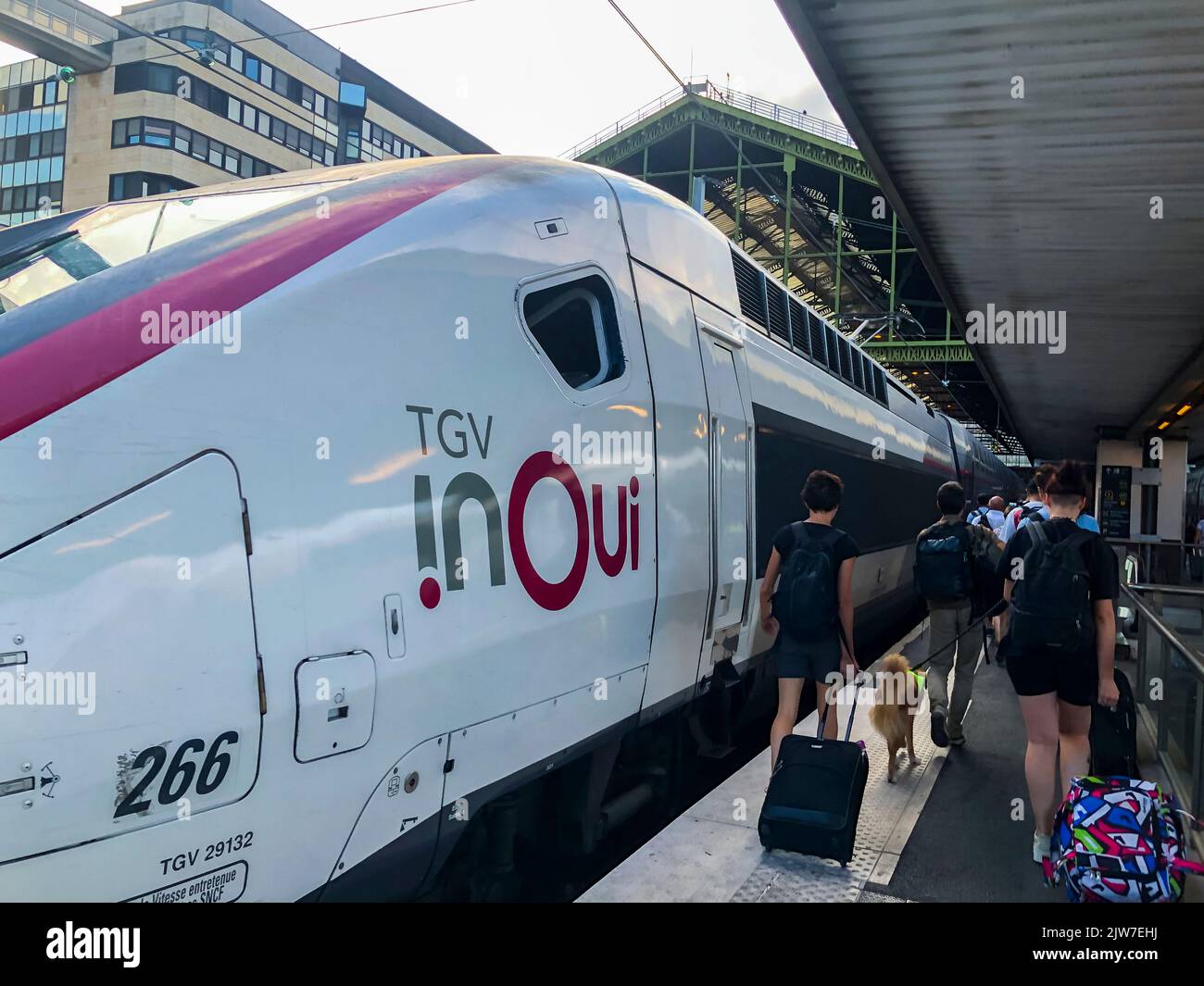 Paris, France, Crowd Passengers, Walking Away, with Suitcases, Bags