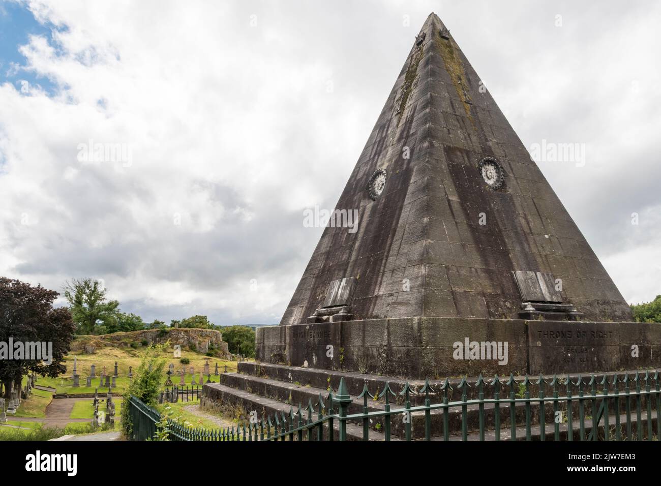 The Star Pyramid, Covenant Monument or Salem Rock and Old Town Cemetery in Stirling, Scotland. Stock Photo