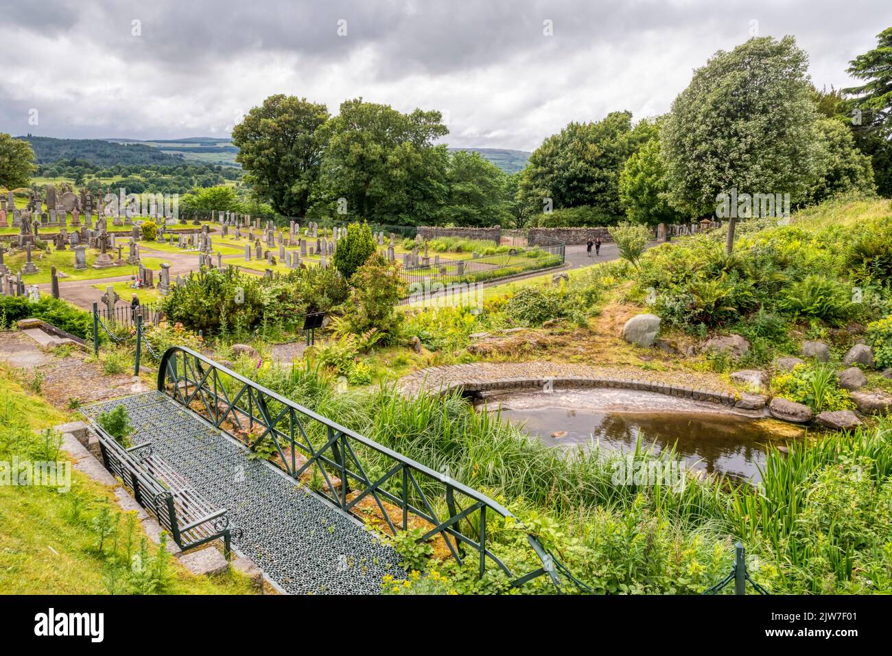 Pithy Mary Pond in the Drummond Pleasure Ground adjoining the Old Town Cemetery, Stirling. Stock Photo