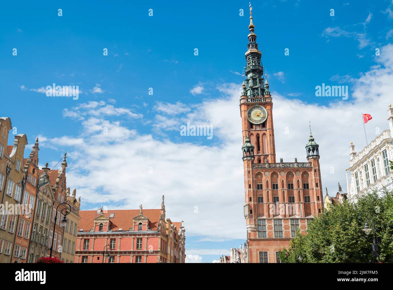 Poland Gdansk, street view of the old town hall in the old town in the center of Gdansk Poland Stock Photo