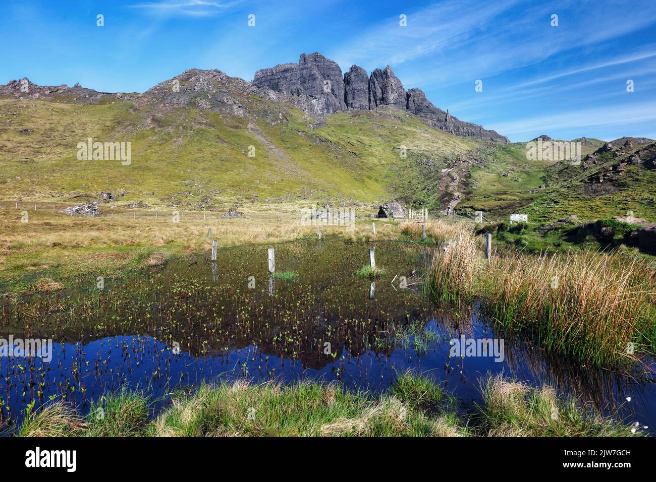 View of the Old Man of Storr in Skye, Scotland at day Stock Photo