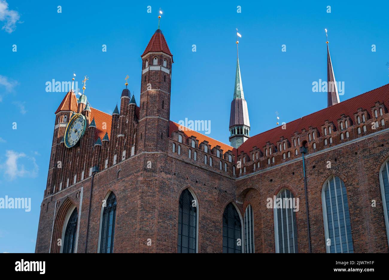 Gdansk, Poland. Facade of the old Bazylika Mariacka church in the old town Stock Photo