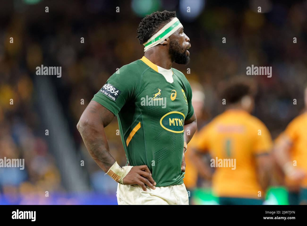 SYDNEY, AUSTRALIA - SEPTEMBER 3: Siya Kolisi of South Africa looks on ...