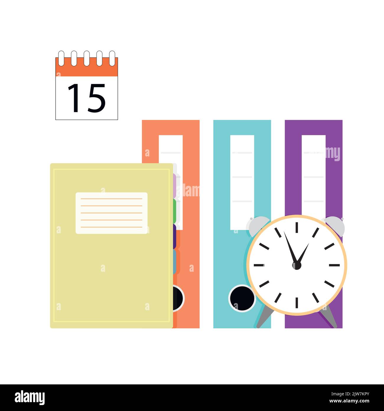 Organization of time and schedule concept, business management process. Vector illustration. Office team plan, Template optimization, professional mee Stock Vector