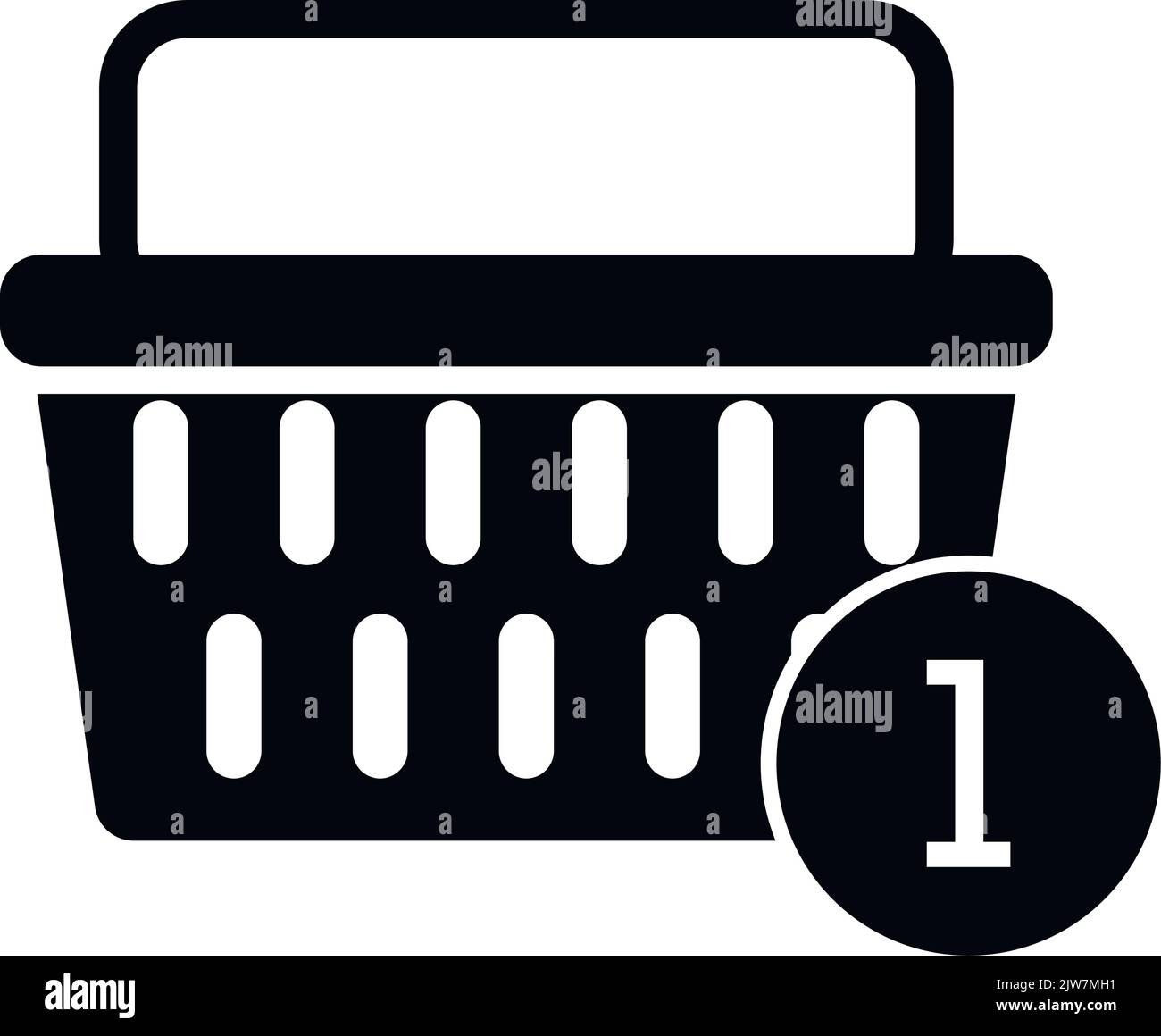 Icon of shopping bag with counter of number items in basket. Vector illustration. Market bag symbol, online shopping, fashion container, web shopper b Stock Vector