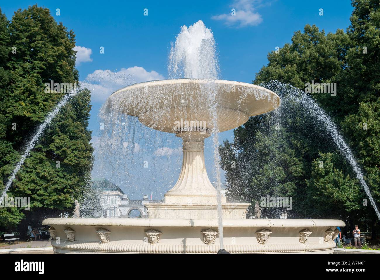 fountain in the center of Warsaw in the Saxon park Stock Photo