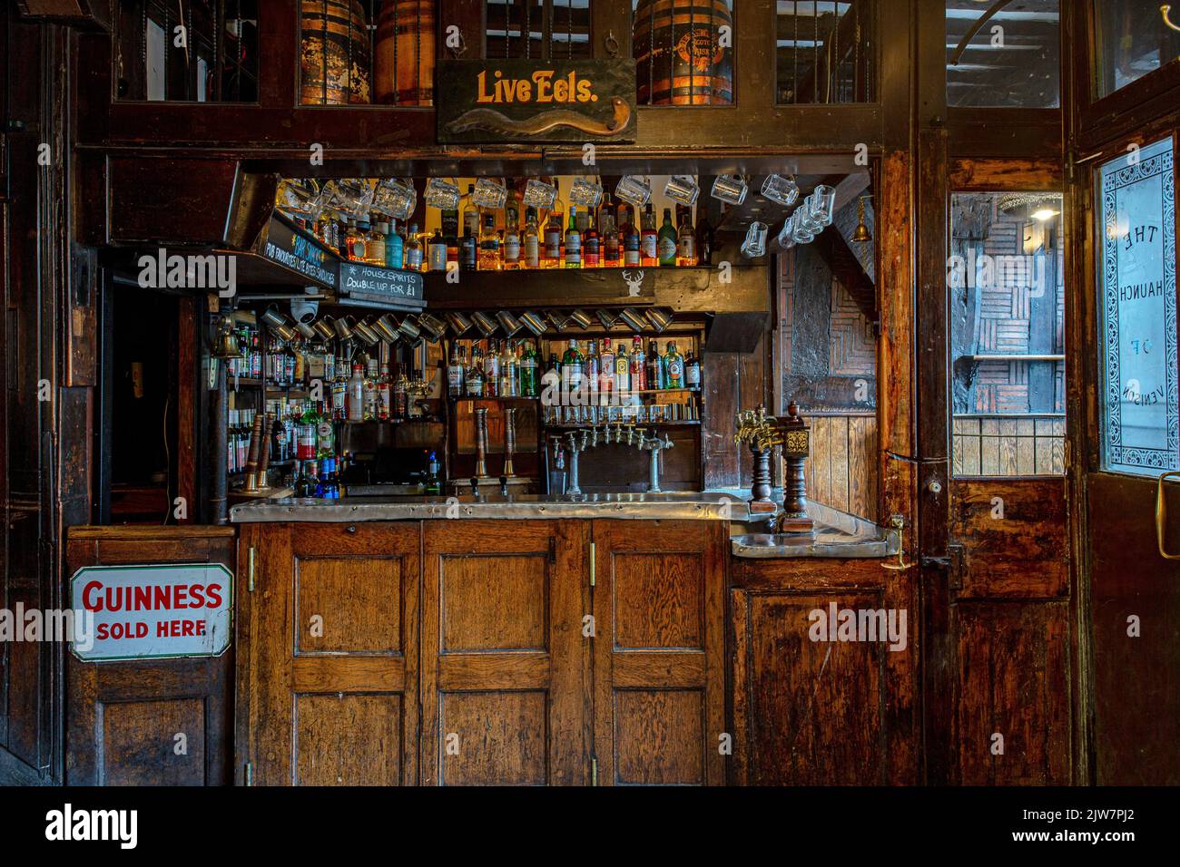 Traditional pub interior of The Haunch of Venison public house, in Salisbury, Wiltshire, England, UK Stock Photo