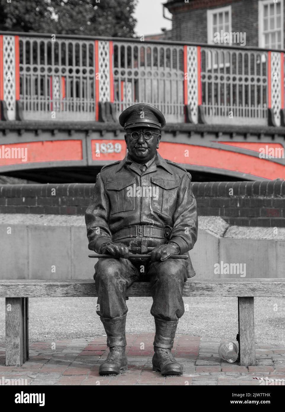 Dads Army Captain Manwaring statue, Thetford, Norfolk Stock Photo