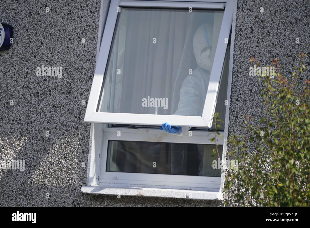 Forensic officers at the scene in the Rossfield Estate in Tallaght