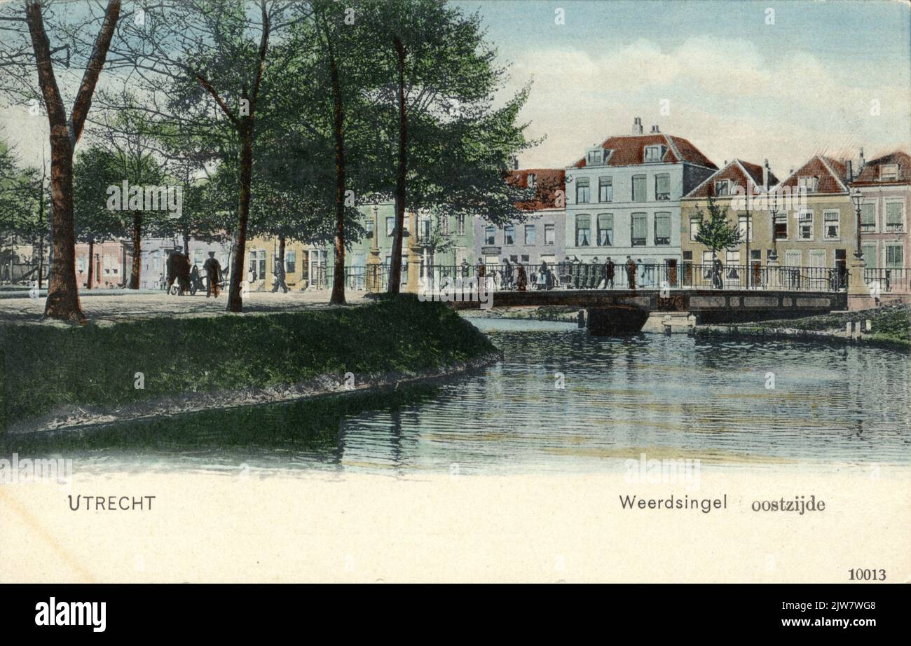 View of the Noorderbrug over the Stadsbuitengracht in Utrecht with a few houses on the Weerdsingel O.Z in the background. Stock Photo