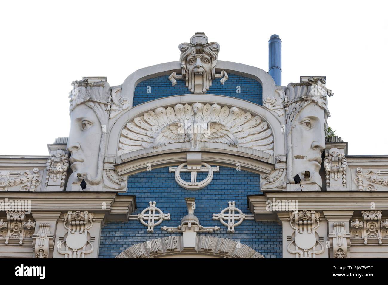 Art Nouveau architecture, building, facade, Riga, Latvia, The Baltics, Europe Stock Photo