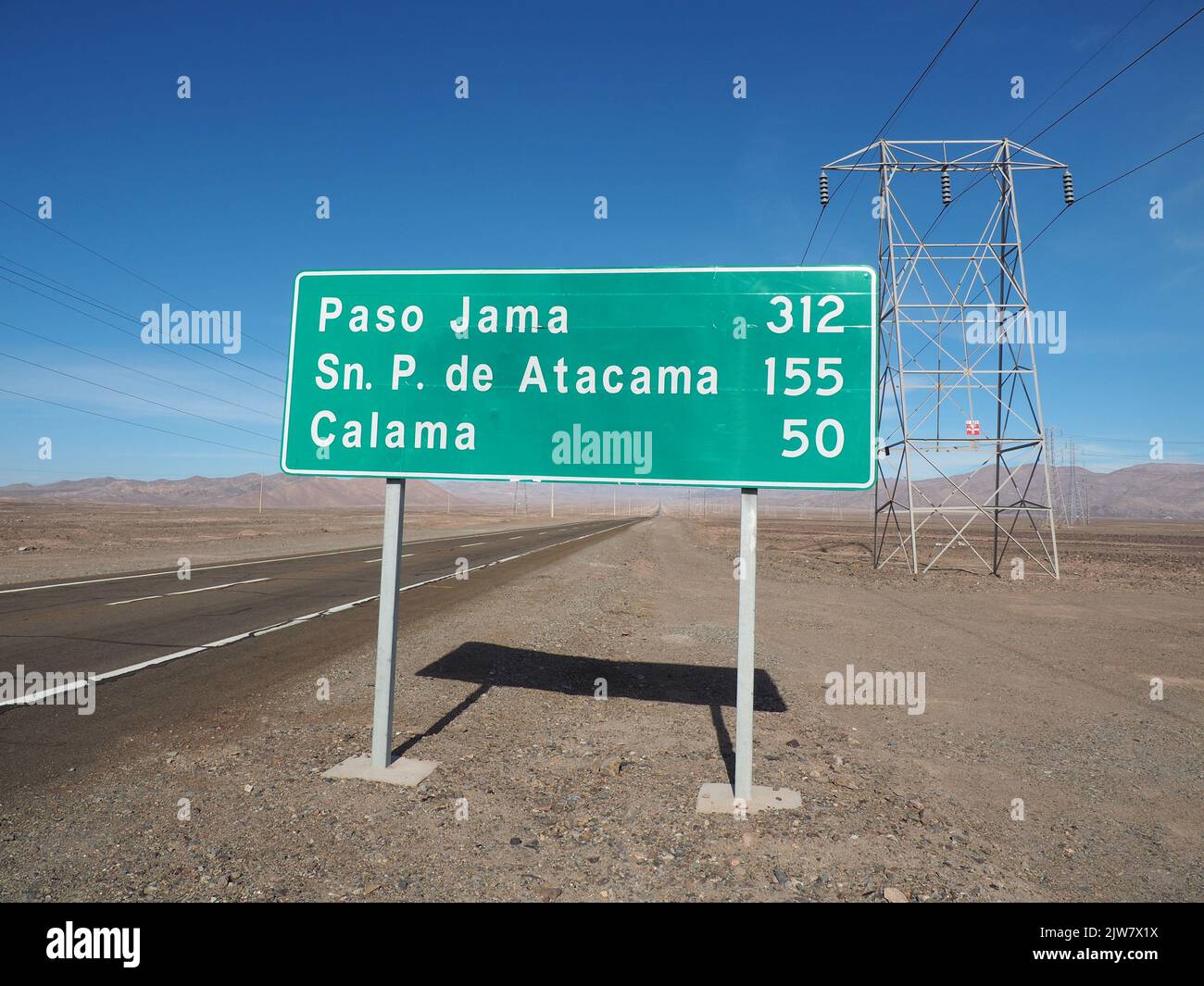 A signpost showing directions to Paso de Jama Stock Photo