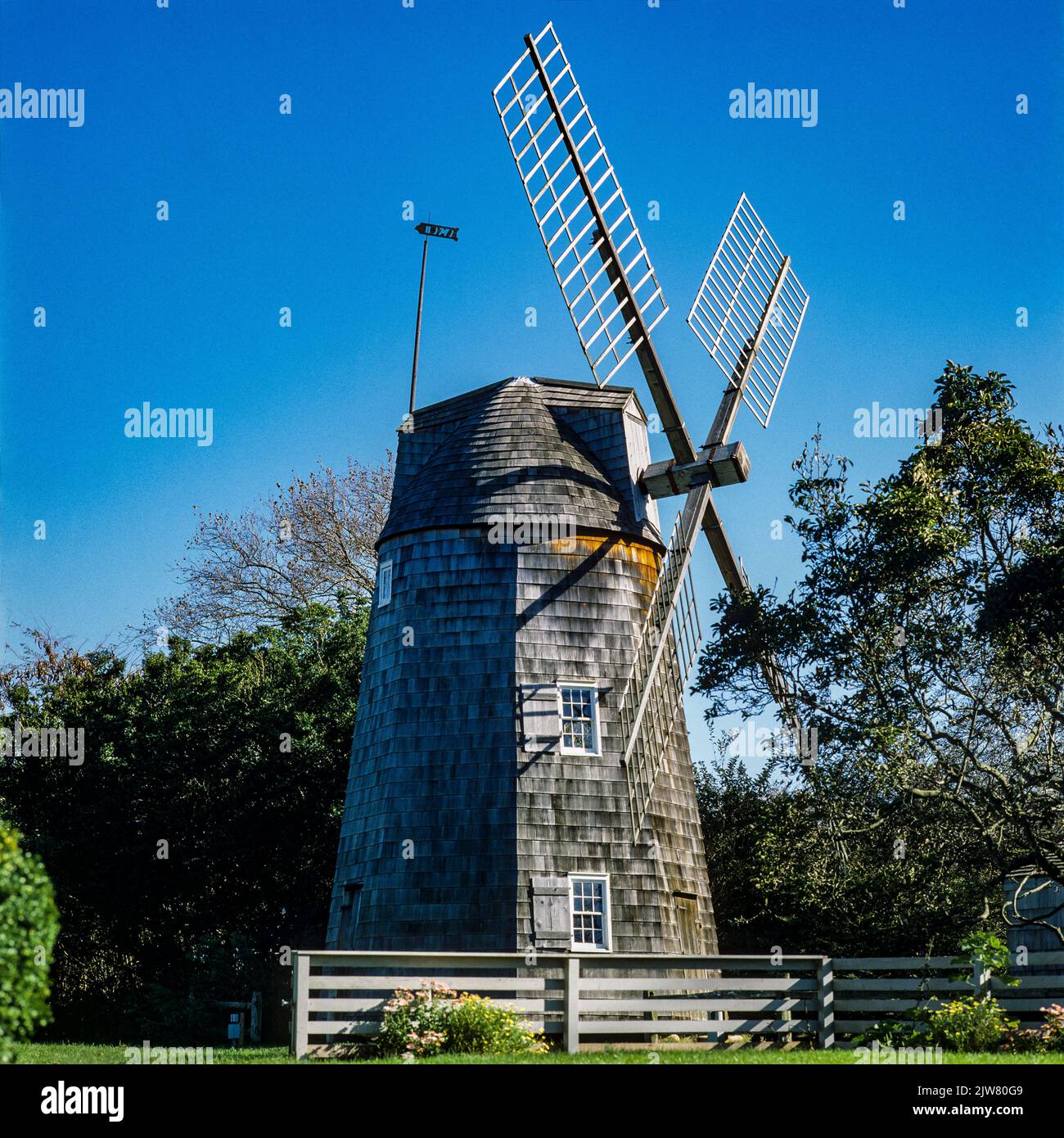 New York, 1980s, Old Hook wood shingled windmill, built 1806, East