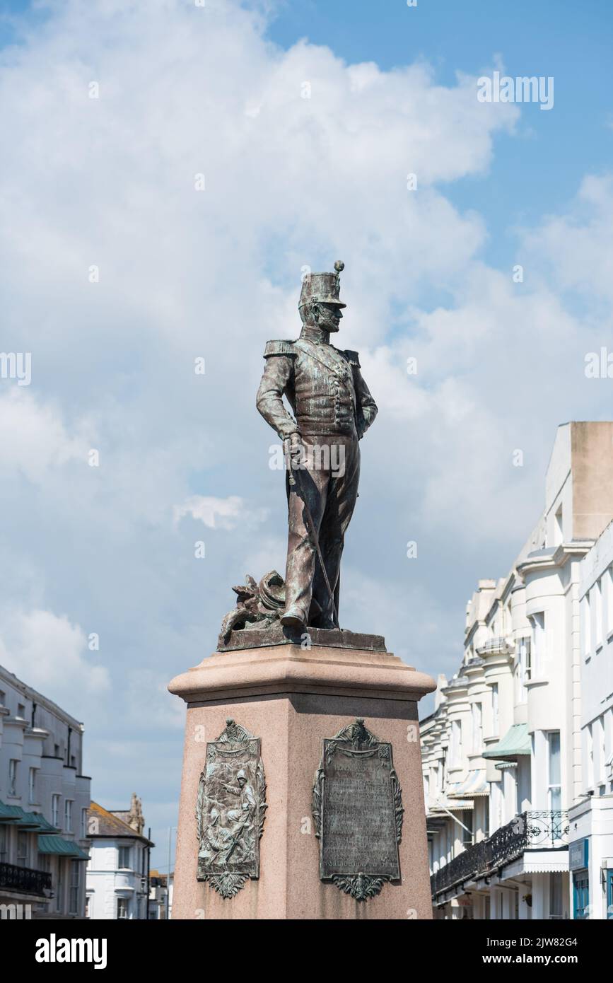 1906 War Memorial for the 2nd battalion of the Royal Sussex Regiment close to Eastbourne Pier Stock Photo