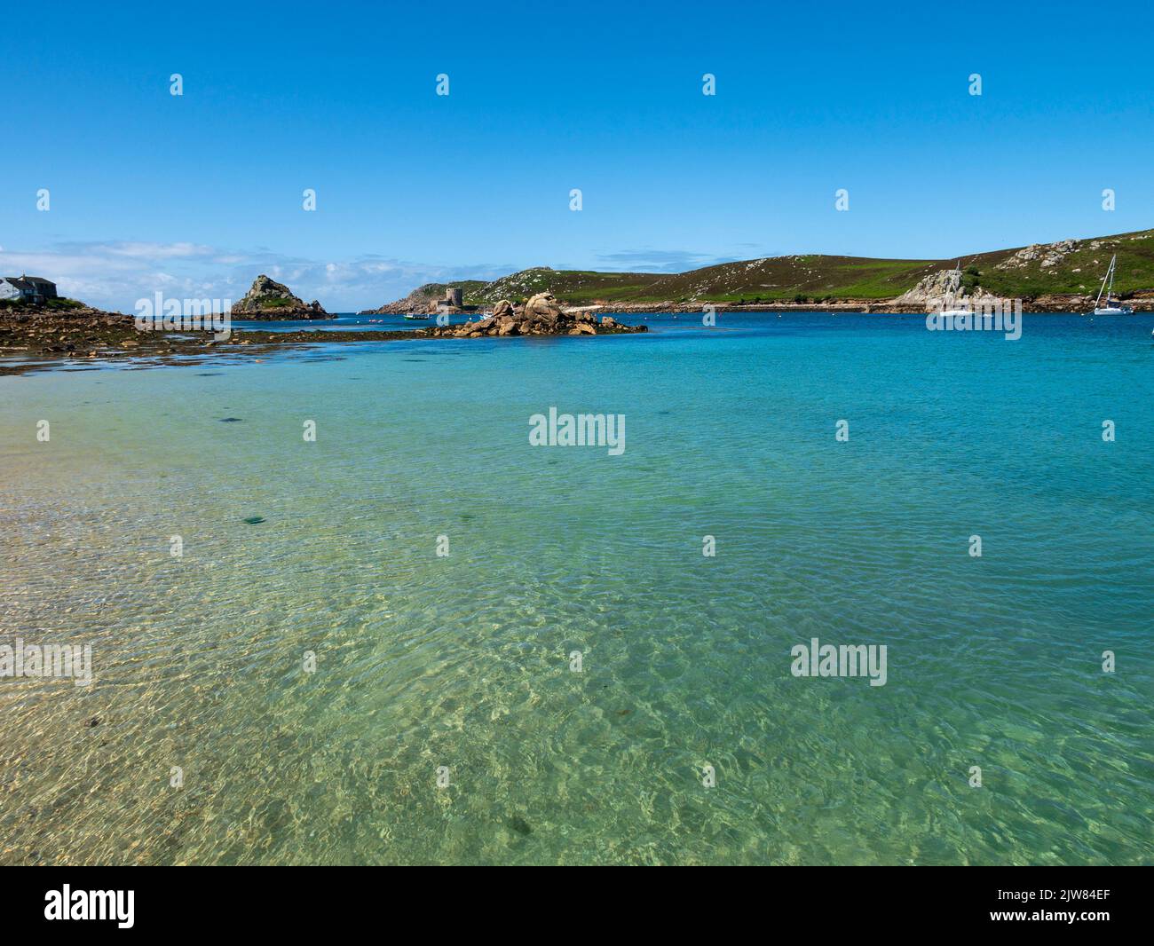 Crystal clear sea, Bryher, Isles of Scilly, Cornwall, England, UK Stock