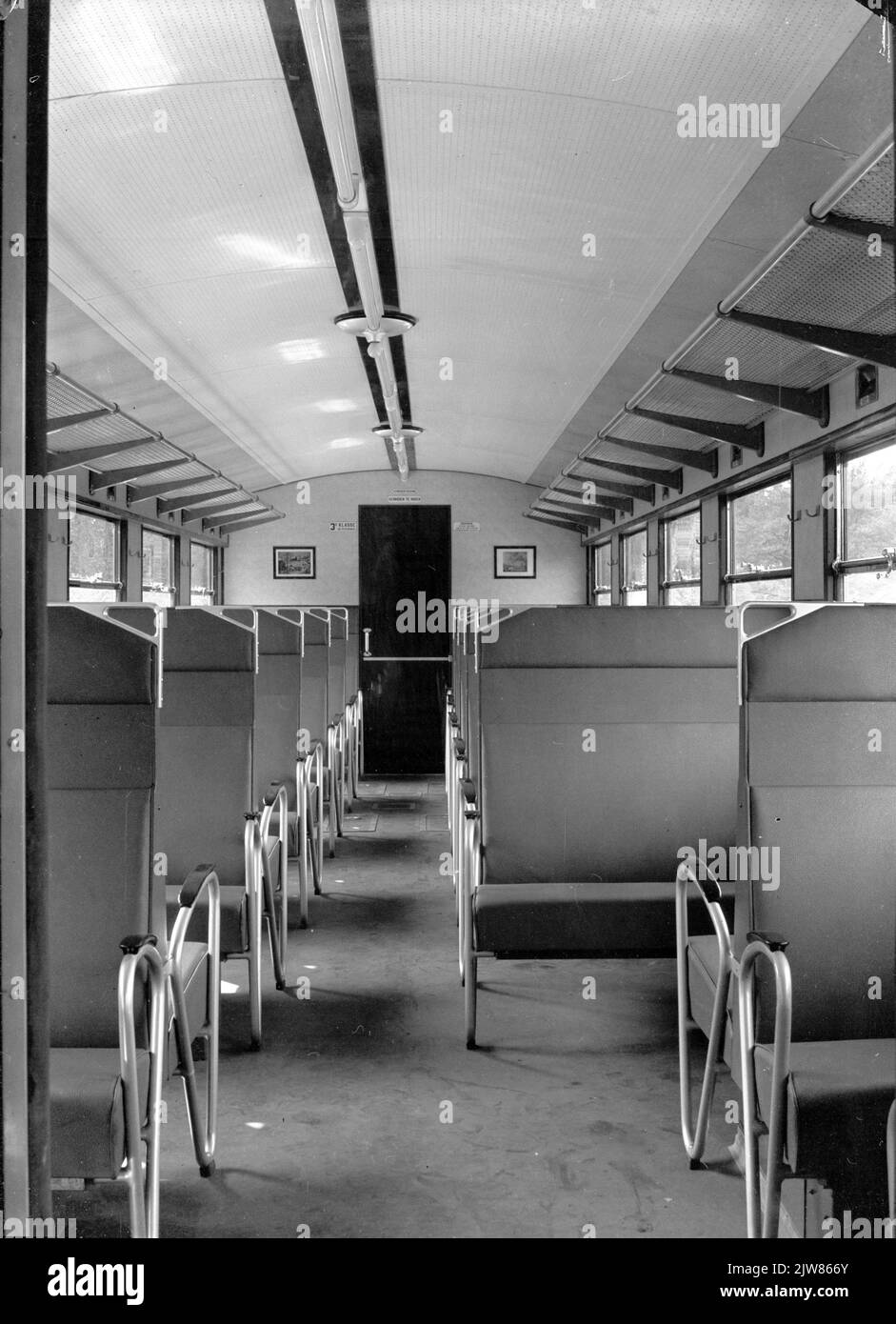 Inside A Train Auto Rack Interior of the Diesel-Electric train set the 2 No. 61 (